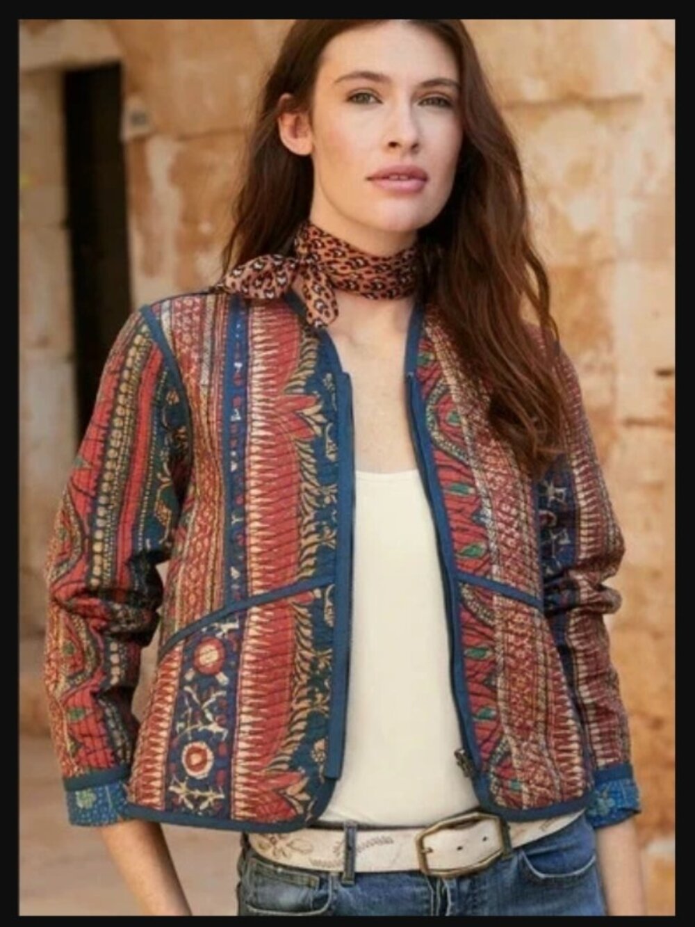 Peruvian Connection Nessa Reversible Jacket floral Printed Zipper XL